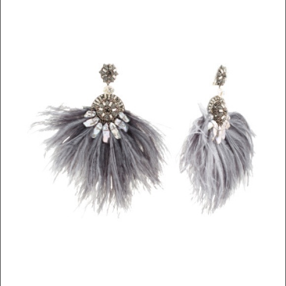 Ranjana Khan Ostrich Feather & Burnt Crystal Earrings - Picture 3 of 10